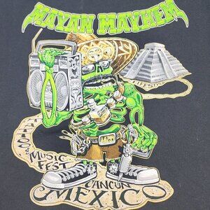Mayan Mayhem Tattoo and Music Fest Black Cotton T-Shirt, Men's XL